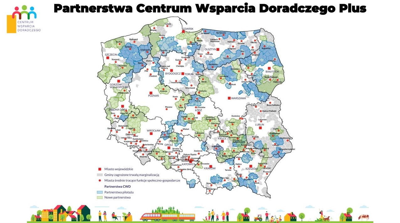 Mapa partnerstw objętych wsparciem w ramach projektu Centrum Wsparcia Doradczego Plus